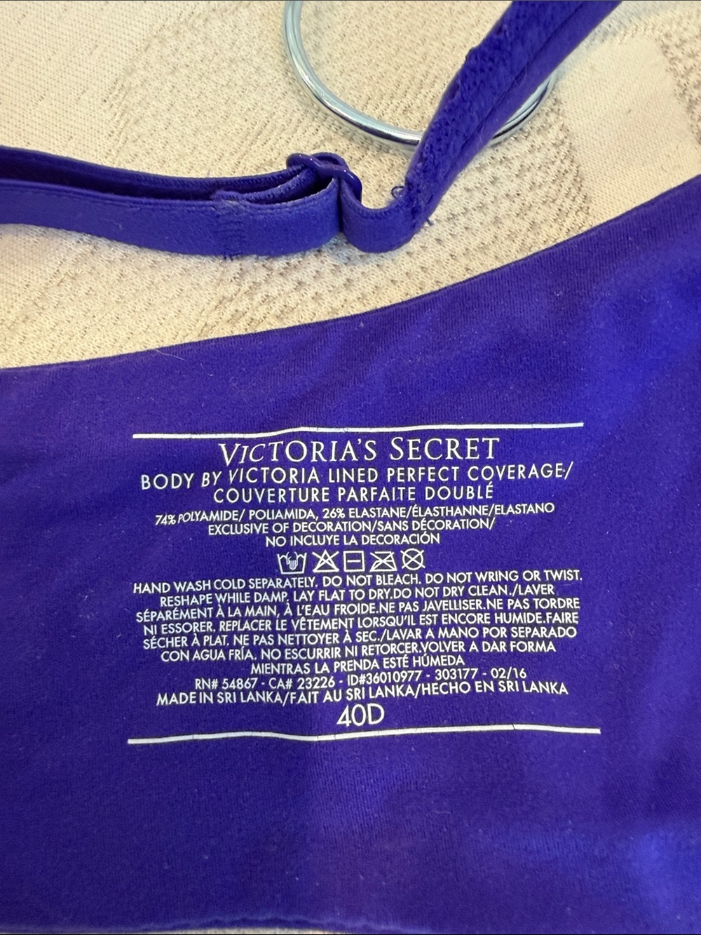 Victoria's Secret Purple Lined Perfect Coverage Bra